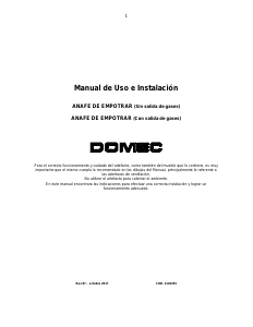 Manual de uso Domec AVXV Placa