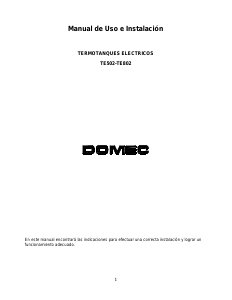 Manual de uso Domec TE802 Calentador de agua
