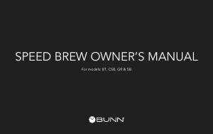 Manual de uso Bunn BT Speed Brew Máquina de café