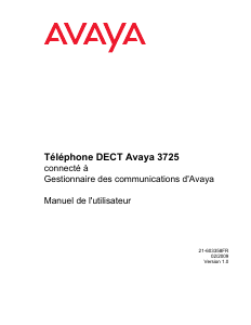 Mode d’emploi Avaya 3725 Téléphone sans fil