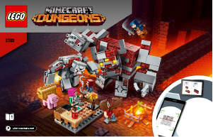 Vadovas Lego set 21163 Minecraft Raudonojo akmens mūšis