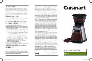 Manual Cuisinart CBM-18N Coffee Grinder