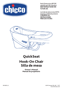 Manual Chicco QuickSeat Hook-On Baby High Chair