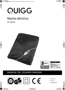 Manual de uso Quigg GT-HD-03 Manta eléctrica