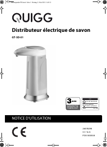 Mode d’emploi Quigg GT-SD-01 Distributeur de savon