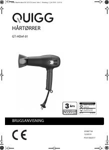 Brugsanvisning Quigg GT-HDirf-01 Hårtørrer