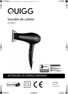 Manual Quigg GT-HDb-01 Secador de cabelo