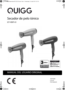 Manual de uso Quigg GT-HDIF-01 Secador de pelo