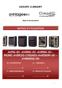 Manual de uso Avintage PRO51C Vinoteca