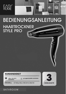Bedienungsanleitung EasyHome GT-HDp-03b Haartrockner