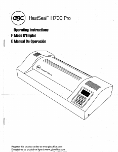 Manual GBC HeatSeal H700 Pro Laminator