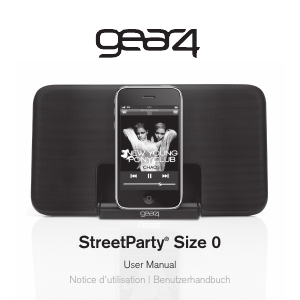 Brugsanvisning Gear4 SteetParty Size 0 Grey Højttalerdock