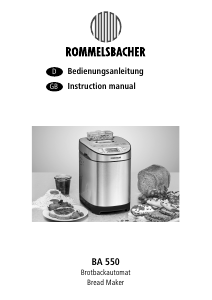Manual Rommelsbacher BA 550 Bread Maker