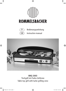 Manual Rommelsbacher BBQ 2003 Table Grill