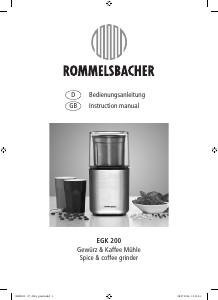 Bedienungsanleitung Rommelsbacher EGK 200 Kaffeemühle