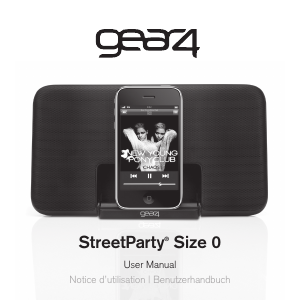 Bruksanvisning Gear4 StreetParty Size 0 Dockningshögtalare