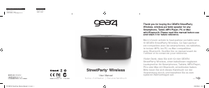 Käyttöohje Gear4 StreetParty Wireless Kaiutintelakka