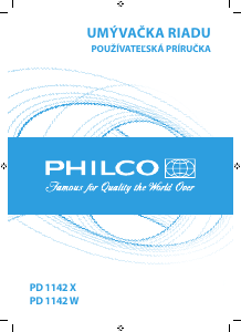Návod Philco PD 1142 W Umývačka riadu