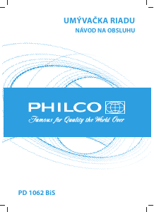Návod Philco PD 1062 BiS Umývačka riadu