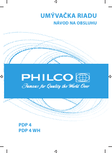 Návod Philco PDP 4 WH Umývačka riadu
