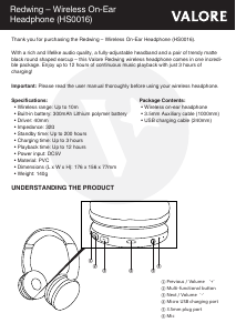 Handleiding Valore HS0016 Koptelefoon