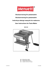 Manual Menuett 802-532 Pasta Machine
