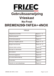 Handleiding Frilec Bremen 290-1NFEA++ INOX Vriezer