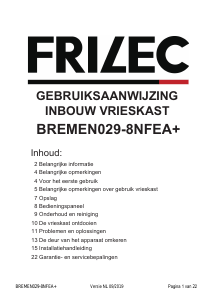 Handleiding Frilec Bremen 029-8NFEA+DOD Vriezer