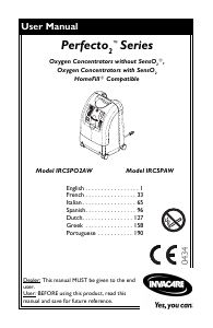 Handleiding Invacare IRC5PAW Perfecto Zuurstofconcentrator