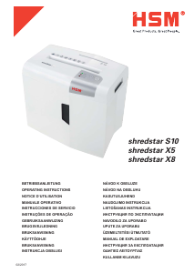 Kullanım kılavuzu HSM Shredstar X8 Kağıt öğütücü