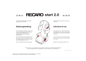 Instrukcja Recaro Start 2.0 Fotelik samochodowy