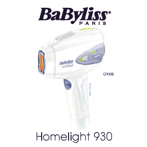 Mode d’emploi BaByliss Homelight G930E Epilateur à lumière pulsée