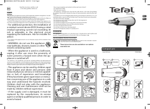 사용 설명서 테팔 HV4771K0 Compact Pro 헤어 드라이어