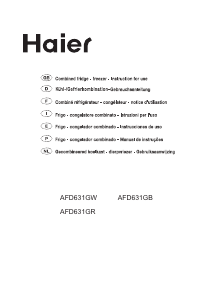 Mode d’emploi Haier AFD631GB-U Réfrigérateur combiné