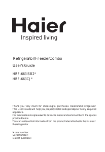 Handleiding Haier HRF-663CJB-U Koel-vries combinatie