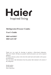 Handleiding Haier HRF-663CJR-U Koel-vries combinatie