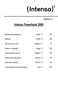 Instrukcja Intenso Powerbank 2600 Przenośna ładowarka