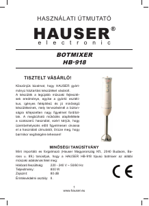 Manuál Hauser HB-918 Ruční mixér