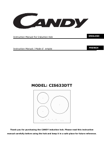 Mode d’emploi Candy CIS633DTT Table de cuisson