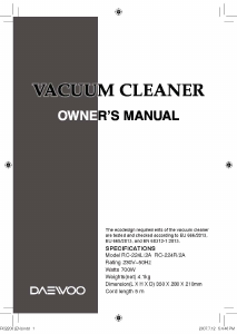 Manual Daewoo RC-224L/2A Vacuum Cleaner