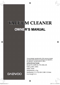 Manual Daewoo RC-234R/2A Vacuum Cleaner