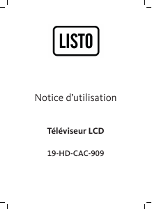 Mode d’emploi Listo 19-HD-CAC-909 Téléviseur LCD