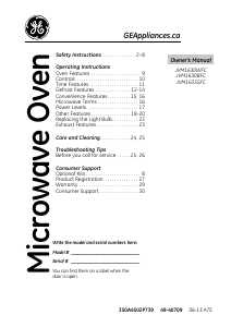 Manual GE JVM1630WFC Microwave