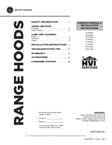 Handleiding GE PVX7360SJSSC Afzuigkap