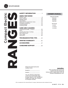 Manual GE JCAS300RPSS Range
