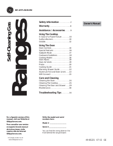 Manual GE JCGS760SELSS Range