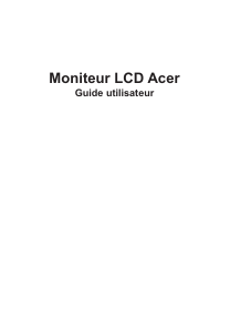 Mode d’emploi Acer KG241P Moniteur LCD