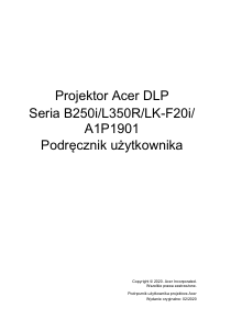 Instrukcja Acer B250i Projektor