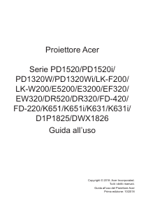 Manuale Acer PD1520i Proiettore