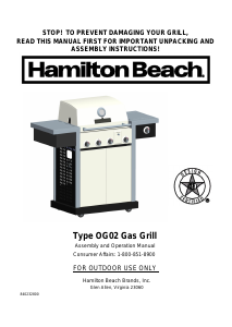 Manual Hamilton Beach 84242R GrillStation Barbecue